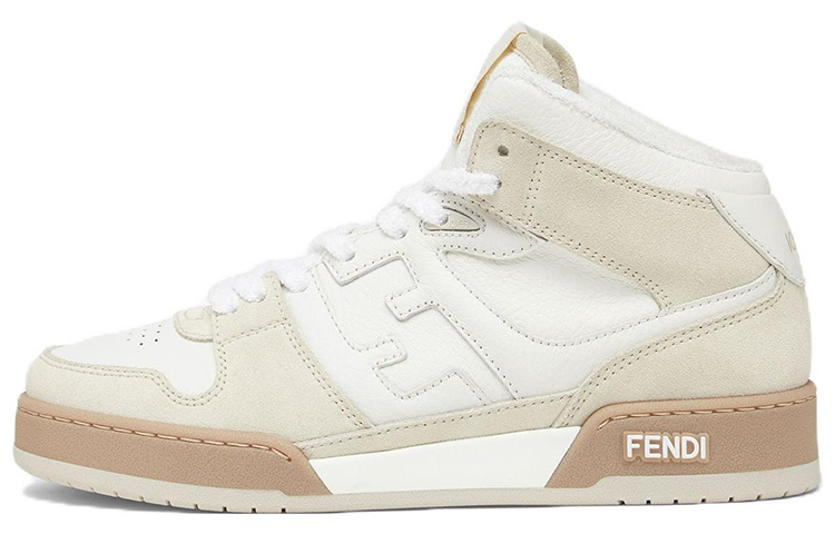 FENDI Fendi Match Leather Mid Top Fashion Sneakers Women's White Gray