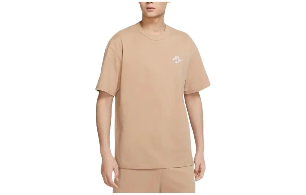 Nike T-Shirts Men's Nude Pink Crew Neck Moderate Straight Fit