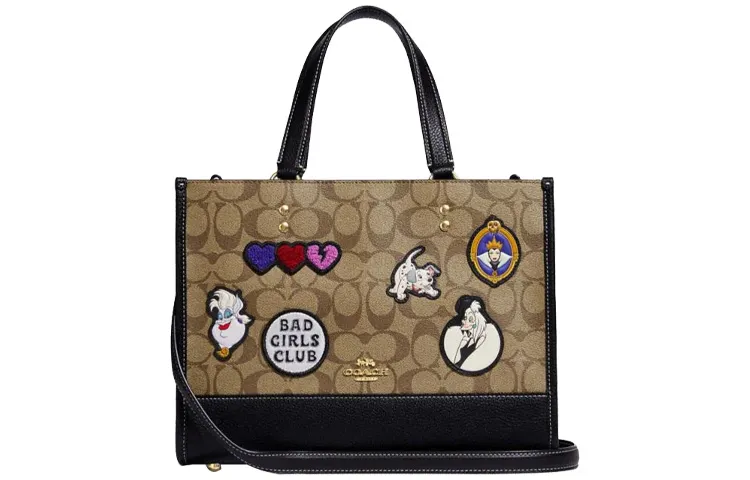 COACH Disney, Collaboration Dempsey Leather With Artificial Leather Tote Bag, Shopping Bag, Shoulder Bag, Handbag Large