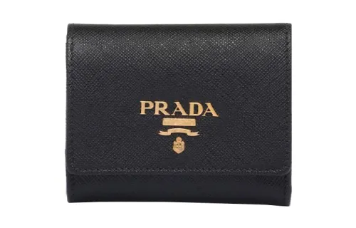 PRADA Saffiano Leather Wallet Small Women's Black