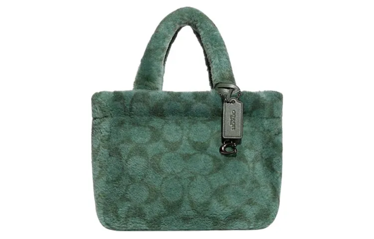 COACH Shearling Tote Bag, Shopping Bag, Handbag Small Women's Green