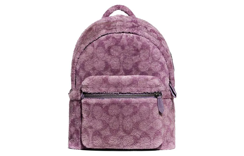 COACH Charter Shearling With Fabric Backpack Women's Purple