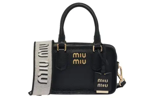 MIU MIU Leather Shoulder Bag, Crossbody Bag, Handbag Women's Black