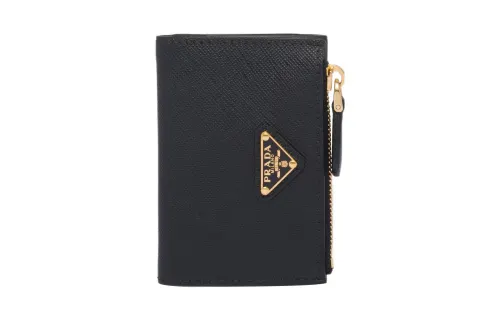 PRADA Saffiano Leather Card Holder Regular Women's Black