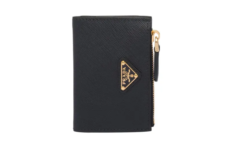 PRADA Saffiano Leather Card Holder Regular Women's Black