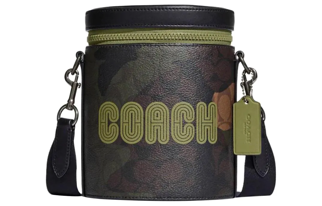 COACH Barrel Coated Canvas With Smooth Calfskin Crossbody Bags Mini Men's Olive Green