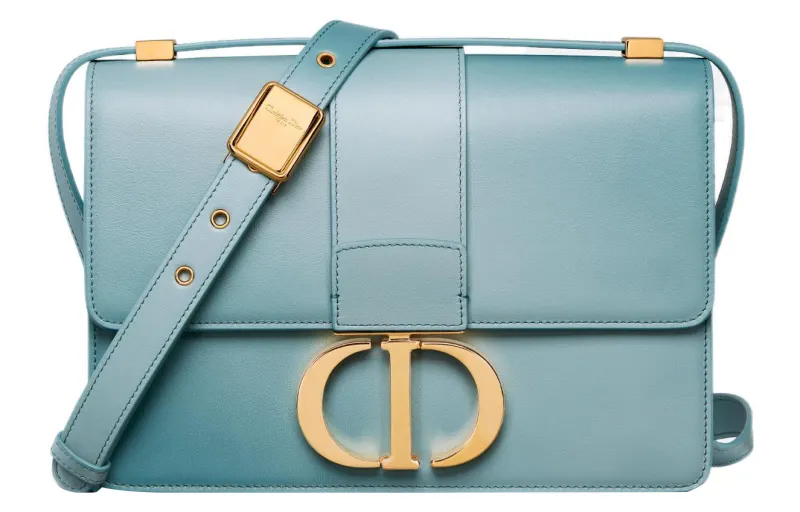DIOR 30 Montaigne Cow Leather Shoulder Bag, Crossbody Bag Women's Blue