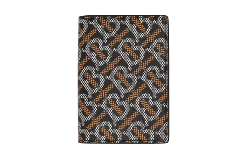 Burberry Leather Card Holder Men's Black/Orange