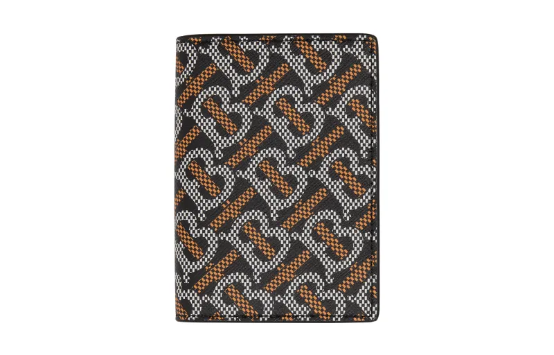 Burberry Leather Card Holder Men's Black/Orange