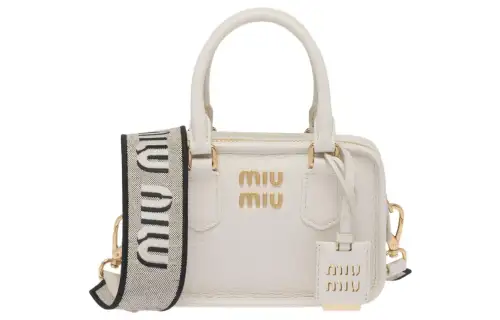 MIU MIU Leather Shoulder Bag, Crossbody Bag, Handbag Women's Ecru