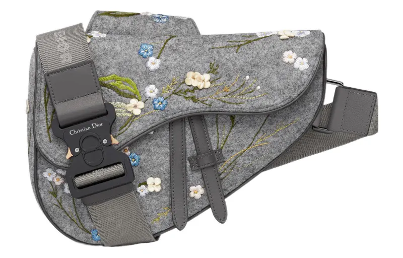 DIOR Wool Felt Saddle Bag, Fanny Pack, Sling Bag, Shoulder Bag, Crossbody Bag Men's Dior Gray