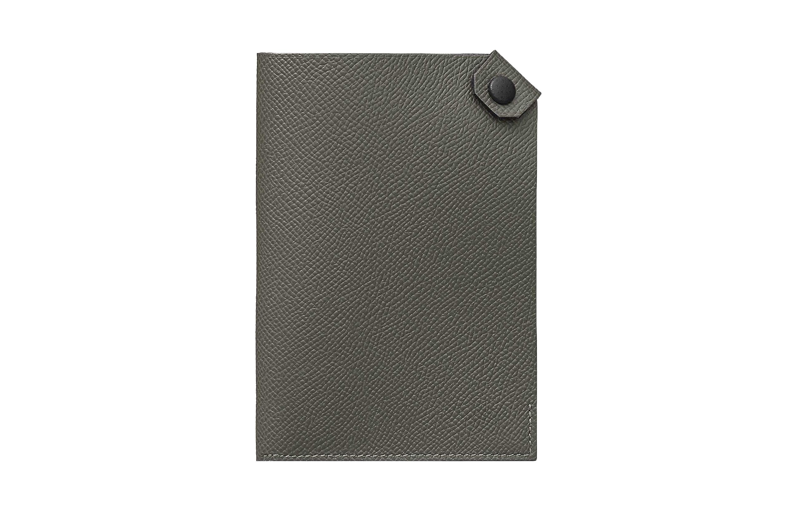 HERMES Tarmac Epsom Calfskin Passport Holder Women's Rain Cloud Gray/Black