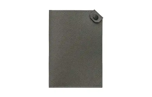 HERMES Tarmac Epsom Calfskin Passport Holder Women's Rain Cloud Gray/Black