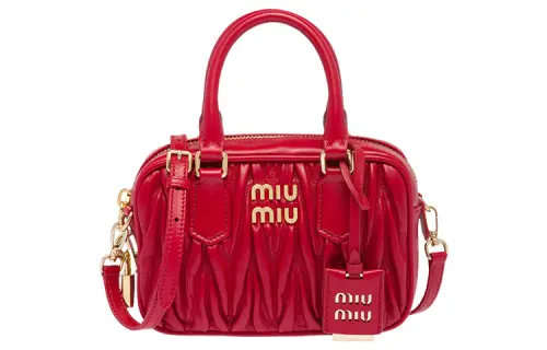MIU MIU Leather Shoulder Bag, Crossbody Bag, Handbag Small Women's Red