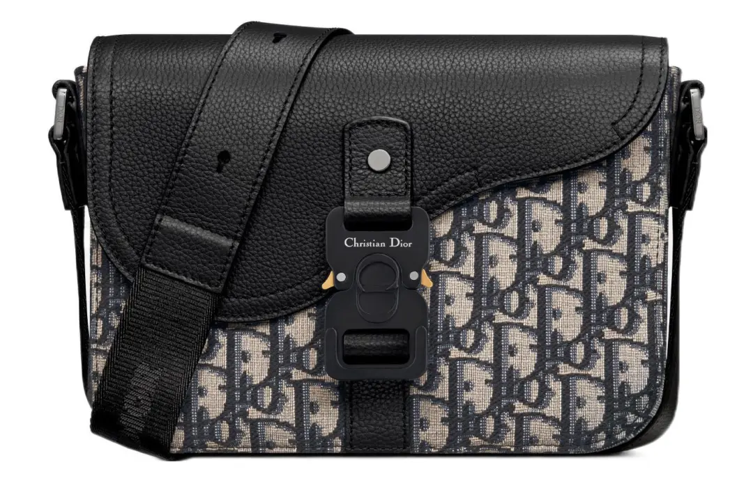 DIOR Saddle Cow Leather Saddle Bag, Messenger Bag, Crossbody Bag, Shoulder Bag Mini Men's Black & Beige