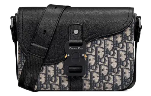 DIOR Saddle Cow Leather Saddle Bag, Messenger Bag, Crossbody Bag, Shoulder Bag Mini Men's Black & Beige