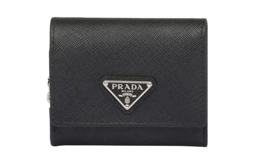PRADA Saffiano Leather Wallet Small Women's Black