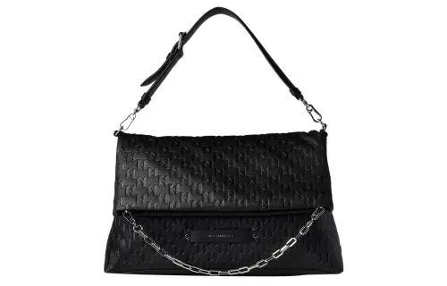 Folding adjustable polyurethane straps with letters, black one-shoulder bag