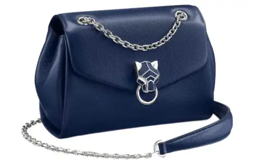 CARTIER Panthère De Cartier Calfskin Shoulder Bag, Crossbody Bag Mini Women's Marine Blue