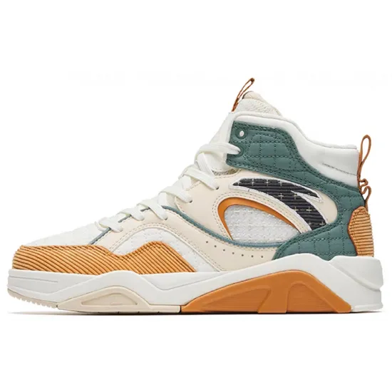 Anta Flame 3.0 Anti-Slip Wear-Resistant High-Top Skateboard Shoes Women's White Orange Green