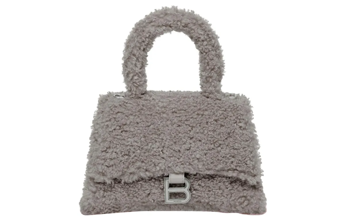 Balenciaga Hourglass Sheepskin Hourglass Bag Handbags Small Women's Gray
