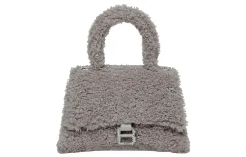 Balenciaga Hourglass Sheepskin Shoulder Bag, Crossbody Bag, Handbag Small Women's Gray