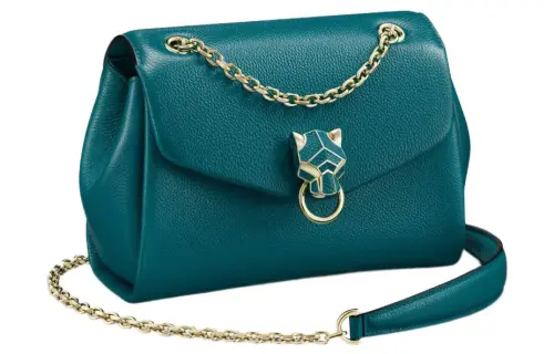 CARTIER Panthère De Cartier Calfskin Shoulder Bag, Crossbody Bag Mini Women's Oil Blue