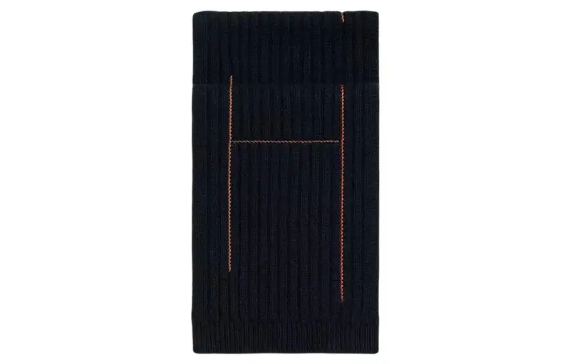HERMES H Torsade Knit Scarves Men's Marine Blue