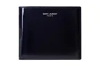 SAINT LAURENT PARIS Patent Leather Calfskin Wallet Men's Dark Blue