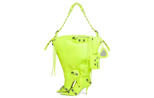 Balenciaga Le Cagole Sheepskin High Heels, Single Shoulder Handbag Regular Women's Neon Yellow