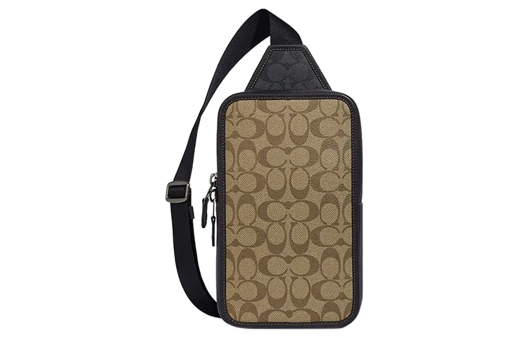 COACH Sullivan Coated Canvas With Pebbled Leather Shoulder Bag, Crossbody Bag Small Men's Khaki