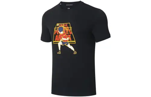 Li Ning Table Tennis Collection Table Tennis Clothing Men's Black Crew Neck Moderate