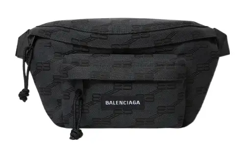 Balenciaga BB Monogram Signature Jacquard Canvas Bag Fanny Pack Medium Men's Black