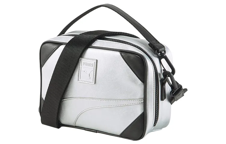 PUMA Polyurethane Handbag, Shoulder Bag, Crossbody Bag Mini Men's Metallic Silver