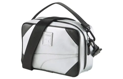 PUMA Polyurethane Handbag, Shoulder Bag, Crossbody Bag Mini Men's Metallic Silver