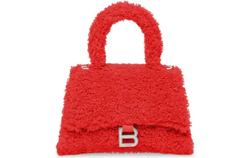 Balenciaga Hourglass Lambskin Shoulder Bag, Crossbody Bag, Handbag Small Women's Red