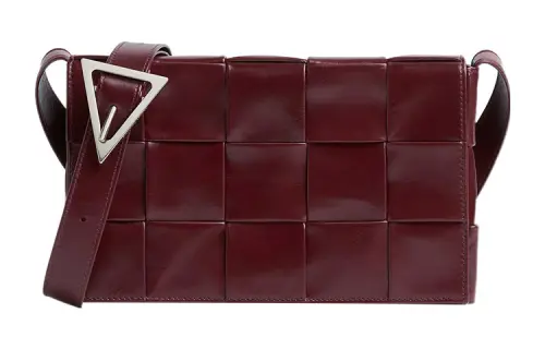 Bottega Veneta CASSETTE Cow Leather Tofu Bag, Shoulder Bag, Crossbody Bag Medium Unisex Burgundy