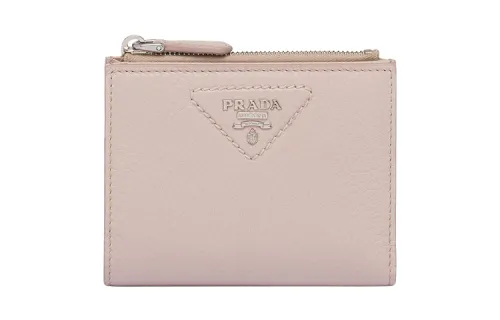 PRADA Leather Wallet Small Women's Light Pink