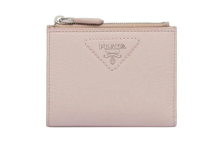 PRADA Leather Wallet Small Women's Light Pink