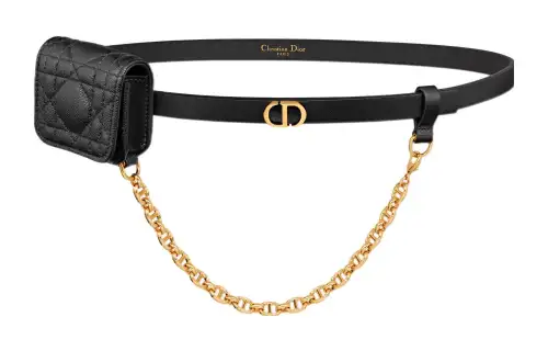 DIOR Caro Cow Leather Belt Fanny Pack Women's Black