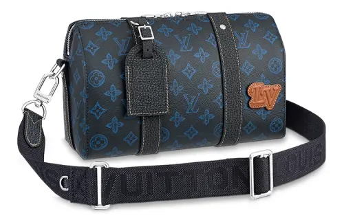 LOUIS VUITTON Keepall Coated Canvas With Cow Leather Trim Shoulder Bag, Crossbody Bag, Handbag Men's Blue