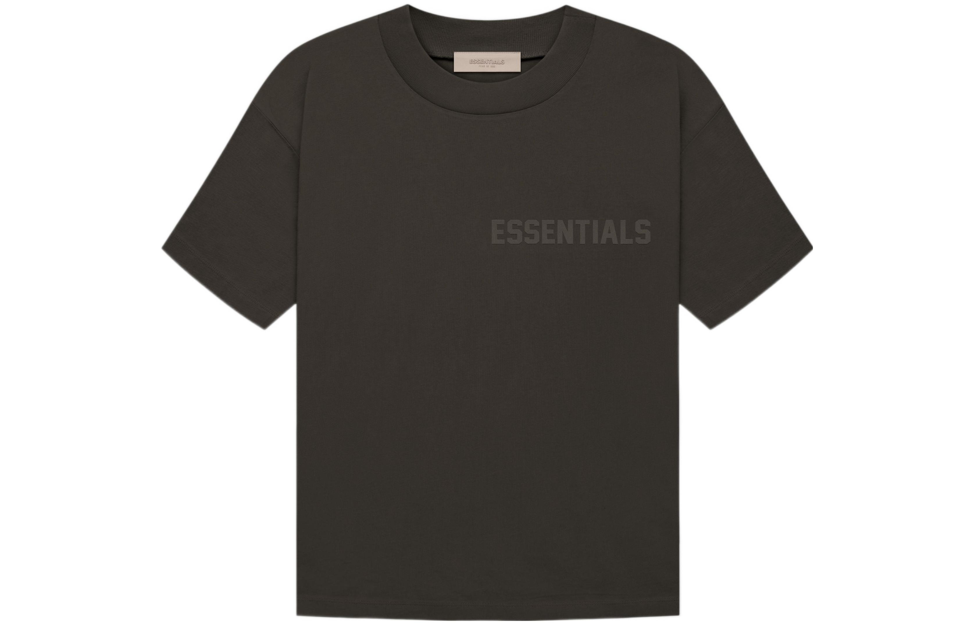 Fear of God Essentials FW22 Ss Tee Off Black solid color flocked letter print round neck pullover short-sleeved American heavyweight T-shirt, same style for men and women, gray black