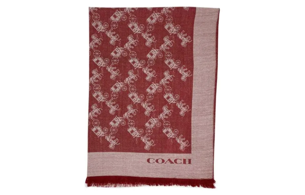 COACH Silk Scarf Women's Cherry Red