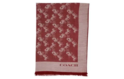 COACH Silk Scarf Women's Cherry Red