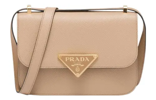 PRADA Saffiano Leather Crossbody Bag, Shoulder Bag Women's Sand Beige Yellow