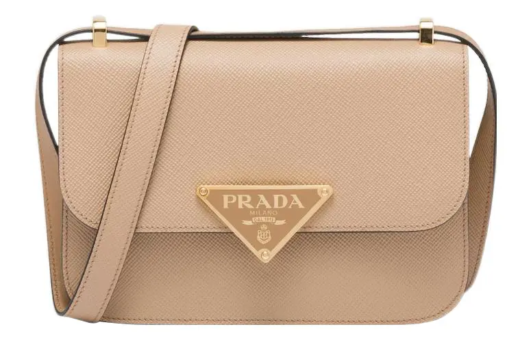PRADA Saffiano Leather Crossbody Bag, Shoulder Bag Women's Sand Beige Yellow