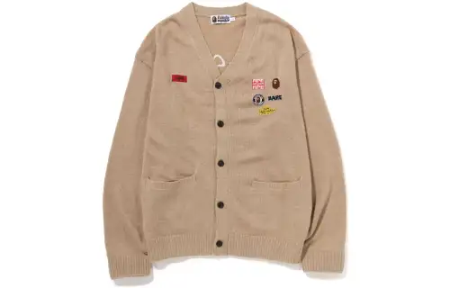 Bape Embroidery Shaggy Knit Cardigan