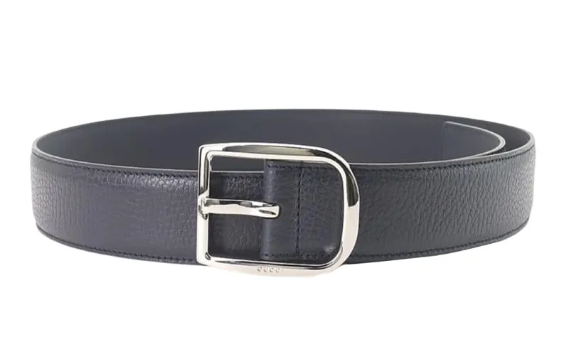 GUCCI Leather Belts Men's Dark Blue Width 4cm