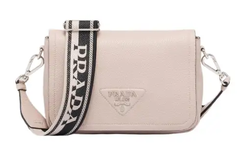 PRADA Leather Shoulder Bag, Crossbody Bag Small Women's Light Pink