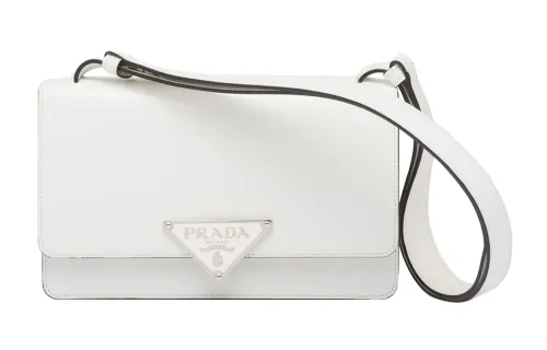 PRADA Leather Shoulder Bag, Crossbody Bag Regular Women's White